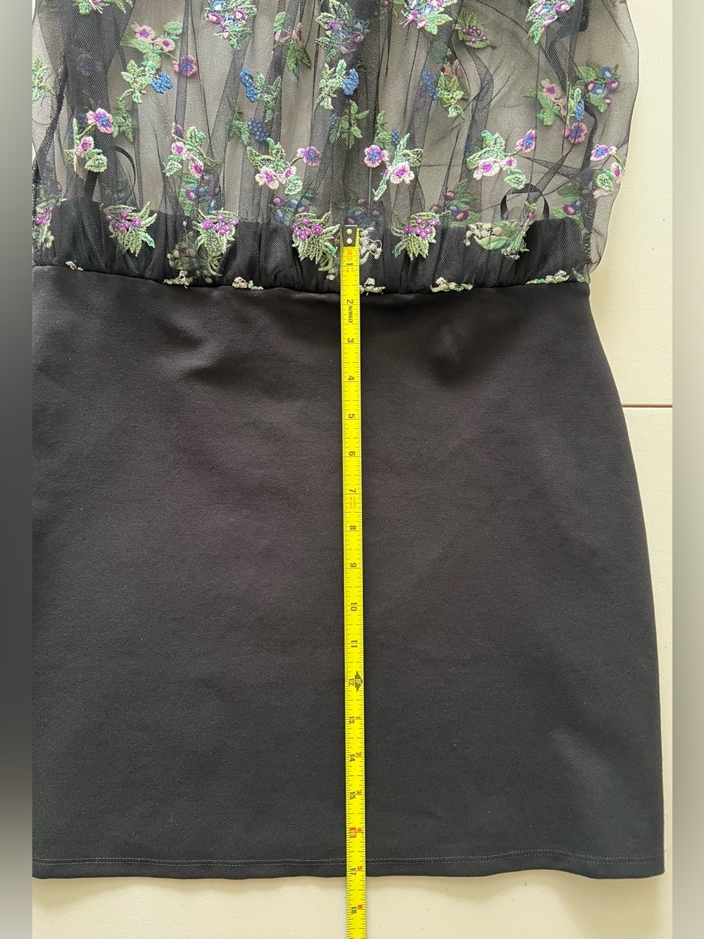 Maeve Anthropologie Sheer Embroidered Maxi Skirt Black Floral Tulle Size M - Picture 9 of 13